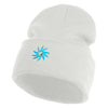 Mirrored Spiral Pinwheel Flower Iron On Patched 12 Inch Long Knitted Beanie - White OSFM