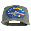USS Ranger CV 61 Blue Patched Solid Cotton Twill 5 Panel Prostyle Snap Cap - Grey OSFM