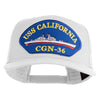 USS California CGN 36 Blue Patched Solid Cotton Twill 5 Panel Prostyle Snap Cap - White OSFM