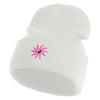 Mirrored Spiral Pinwheel Flower Iron On Patch 12 Inch Long Knitted Beanie - White OSFM