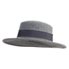 Women's Wool Wide Ribbon Band Trim Folded Wide Brim Bowler Fedora hat