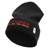 Marines The Few The Proud Logo Embroidered 12 Inch Solid Knit Cuff Long Beanie Made in USA - Black OSFM
