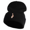 Small Baby Giraffe Animal Embroidered Iron on Patched 12 Inch Long Knitted Beanie - Black OSFM