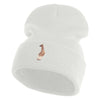 Small Baby Giraffe Animal Embroidered Iron on Patched 12 Inch Long Knitted Beanie - White OSFM