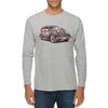 Classic Vintage Car Graphic Long Sleeve Crewneck Tee - Heather-Grey XS