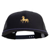 Golden Horse Logo Embroidered Big Size Premium Flat Bill Trucker Cap - Navy-Black XL-3XL