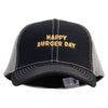 Happy Burger Day Embroidered Brushed Cotton Mesh Moisture Absorbing - Black-Grey OSFM