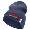 Marines The Few The Proud Symbol Embroidered 8 Inch Solid Knit Short Beanie Made in USA - Navy OSFM