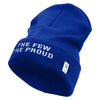 The Few The Proud Logo Embroidered 12 Inch Solid Knit Cuff Long Beanie Made in USA - Royal-Blue OSFM