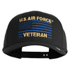 US Air Force Veteran with Flag Embroidered Retro Cotton Blend Snapback Cap - Black OSFM