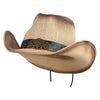 UPF 50+ Natural Straw Winged USA Flag Cowboy Hat - Natural OSFM