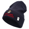 The Few The Proud US Marine Logo Embroidered 12 Inch Solid Knit Cuff Long Beanie Made in USA - Navy OSFM