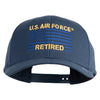 US Air Force Retired with Flag Embroidered Retro Cotton Blend Snapback Cap - Navy OSFM