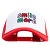 Smile More Embroidered Big Foam Mesh Truck Cap - White-Red XL-3XL