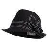 Big Bow Flower Faux Wool Fedora Hat - Black OSFM