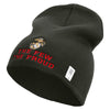 The Few The Proud US Marine Symbol Embroidered 8 Inch Solid Knit Short Beanie Made in USA - Graphite OSFM