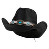 UPF 50+ Natural Straw Turquoise embedded Cowboy Hat - Black OSFM