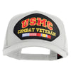 USMC Combat Veteran Patched Solid Cotton Twill 5 panel Mesh Back Cap - White OSFM