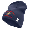 Once A Marine Always a Marine Symbol Embroidered 8 Inch Solid Knit Short Beanie Made in USA - Navy OSFM