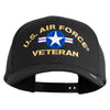 U.S. Airforce Veteran with Roundel Embroidered Retro Cotton Blend Snapback Cap - Black OSFM