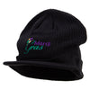 Mardi Gras with Jester Embroidered Big Knit Ribbed Beanie with Visor - Black XL-3XL