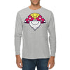 Trippy Mushroom Embroidered Unisex Lane Seven Ring Spun Cotton Premium Long Sleeve T-shirt - Heather-Grey XS