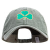 Shamrock Embroidered Big Size Washed Pigment Dyed Cap - Olive XL-3XL