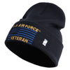 US Air Force Veteran with Flag Logo Embroidered 12 Inch Solid Knit Cuff Long Beanie Made in USA - Navy OSFM