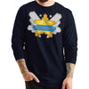 Level Up Star Embroidered Unisex Ring Spun Cotton Premium Long Sleeve T-shirt - Navy XS