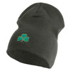 St Patrick's Three Clover Embroidered Big Size 8 Inch New Solid Color Short Beanie - Charcoal OSFM