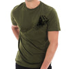 Particle Dice Embroidered Unisex Ring Spun Combed Cotton Short Sleeve Deluxe Jersey T-Shirt - Army-Green XS