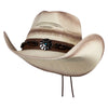 UPF 50+ Natural Straw Stained Cowboy Hat with Wood Bead Band - Natural-Turquoise OSFM