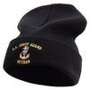 Made in USA Silver US Coast Guard Veteran Logo 12 Inch Solid Knit Cuff Long Beanie