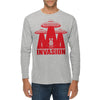 Invasion Embroidered Unisex Lane Seven Ring Spun Cotton Premium Long Sleeve T-shirt - Heather-Grey XS