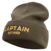 Made in USA Captain Retired Logo 12 Inch Solid Knit Cuff Long Beanie - Olive OSFM