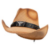 UPF 50+ Stained Natural Straw Studded Longhorn Cowboy Hat - Natural OSFM