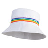 Women's Multi Color Stripe Band Reversible Bucket Hat - White OSFM