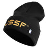USSF Gold Letter Logo Embroidered 12 Inch Solid Knit Cuff Long Beanie Made in USA - Black OSFM