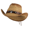 UPF 50+ Natural Straw Cross Gem Buckle Cowboy Hat - Natural OSFM
