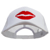 Lip Kiss Embroidered Big Size Big Foam Mesh Truck Cap - White XL-3XL