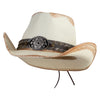UPF 50+ 44 Mag Casing-Studded Natural Straw Cowboy Hat - Ivory OSFM