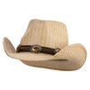 UPF 50+ Natural Pressed Straw Cowboy Hat with Concho Band - Natural OSFM