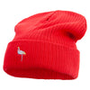 Crowned Crane Embroidered Big Size Cuff Long Beanie - Red XL-3XL