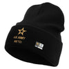 Licensed Star US Army Retired Military Embroidered 12 Inch Long Knitted Beanie - Black OSFM