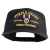 Purple Heart Vietnam Veteran Combat Wounded Patched Solid Cotton Twill 5 Panel Prostyle Snap Cap - Black OSFM