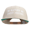 I'd Rather Be Ghost Hunting Embroidered Brushed Cotton Twill High Profile Extra Size Cap - Khaki XL-3XL