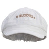 Adventure Buddies Embroidered Cotton Elastic Big Size Newsboy Cap - White XL-2XL
