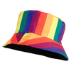 Women's Multi Color Stripes Reversible Bucket Hat - Rainbow OSFM