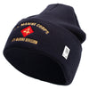 U.S. Marine Corps 4th Marine Division Logo Embroidered 12 Inch Solid Knit Cuff Long Beanie Made in USA - Navy OSFM