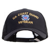 US Coast Guard Veteran Embroidered Big Size Solid Cotton Twill High Profile Mesh Prostyle Cap - Black XL-3XL